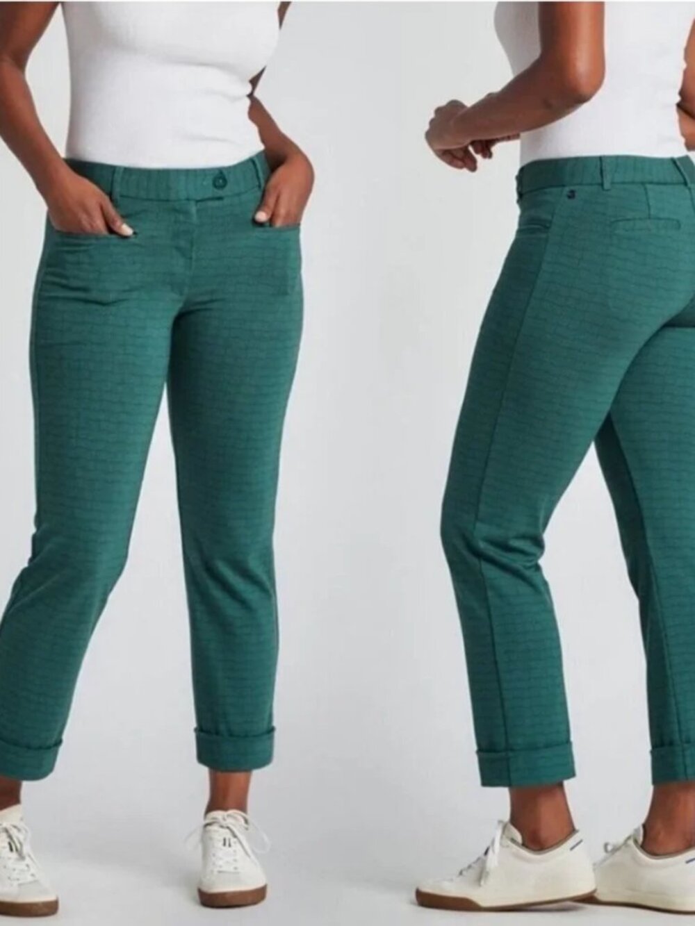 New Betabrand Emerald Deco Crop Lite Dress Pant Yoga Pants XSmall Petite